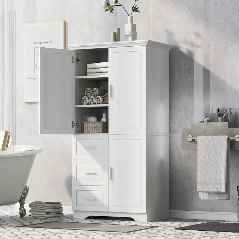 Tall and Wide Storage Cabinet with Doors for Bathroom/Office