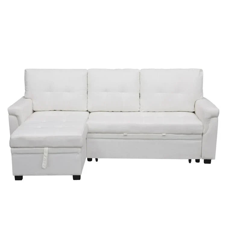 Convertible Reversible Sectional Sofa with Pull-Out Sleeper Bed, Hidden Storage Chaise, and Durable Legs