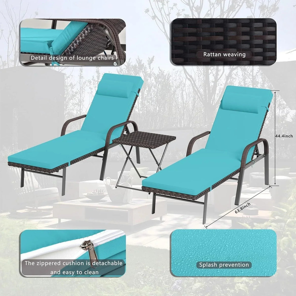 Kullavik 3-PiecesOutdoor Chaise Lounge Set