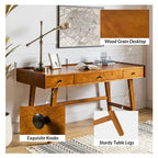 Eugenia Mid-century Office Desk with Drawer Divider&Cable Management&Charging Station by HULALA HOME