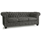 Hancock Tufted Top Grain Italian Leather Chesterfield Sofa - 31 H x 86 W x 40 D