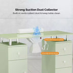 42.5 in. White MDF 3-Drawer Manicure Table Nail Desk with Storage, Doors, Electric Dust Collector