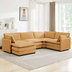Modern 113.4D*79.13W Oversized Corduroy Modular 5-Seat Sectional Sofa Set with Ottoman U Shaped Sofa Couch with Corner Sofa,HYLEORY