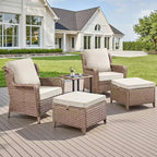 GDFStudio Halston Outdoor Wicker Chat Set with Cushions and Side Table