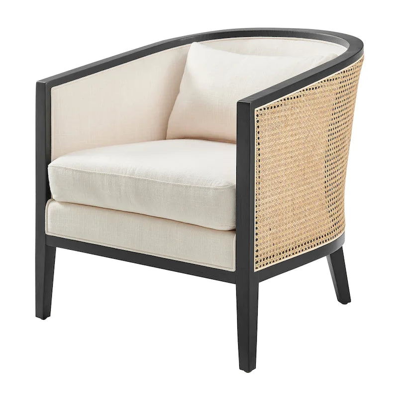 Tillman Linen Accent Arm Chair with Rattan