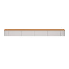Contemporary Long White Wood Floating TV Stand with Drawers