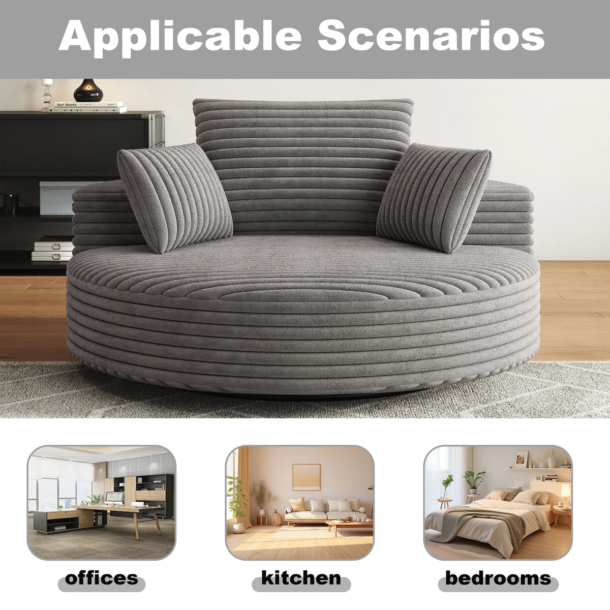 Corduroy Chenille Foam Single Swivel Chair