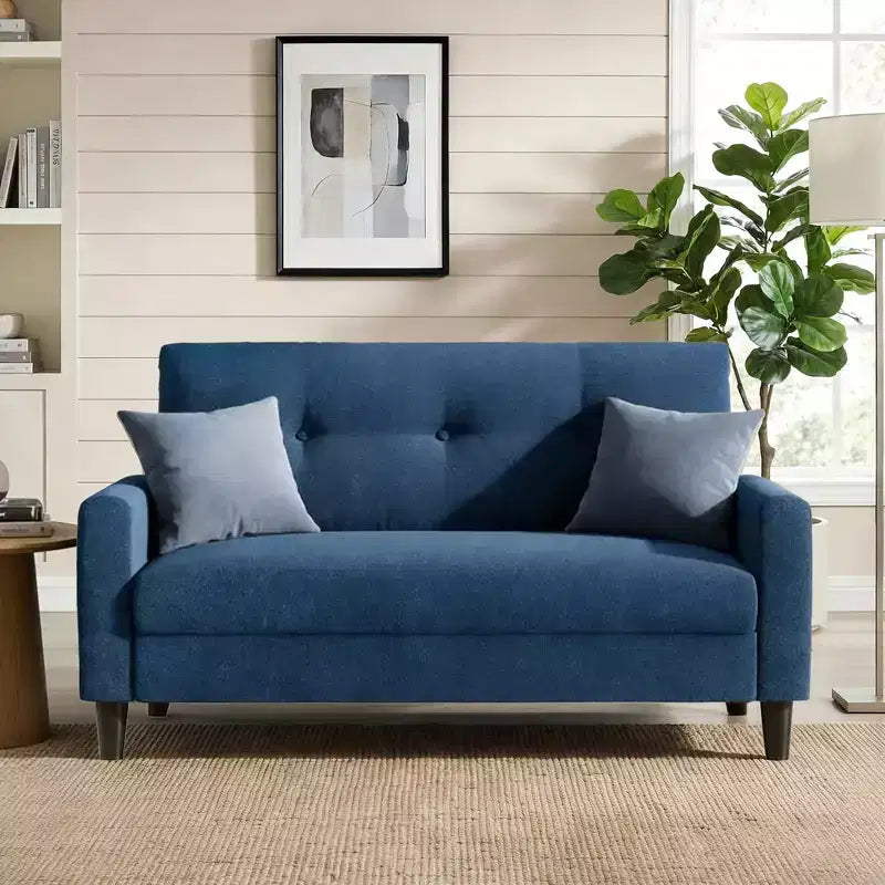 Dyonery 50 Loveseat Sofa, 2-Seater Love Seat for Office & Small Spaces, 24 Deep Seat, FSC Solid Wood Frame, Tool-Free Assembly