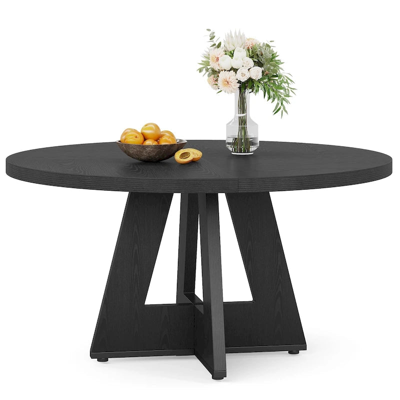 47 Inch Round Dining Table for 4, Wood Kitchen Dinner Table for Kitchen Dining Living Room - N/A