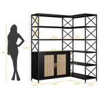 Corner Bookshelf - 6 Tier Corner Book Shelf with Storage, Farmhouse L Shaped Book-Shelf with Cabinet, Modern Industrial Bookcase for Home Office