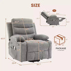 Lift Recliner Chair with Massage & Heat, Oversized Power Recliners, Home Theater Seat with 2 Cup Holders Side, Glider Reclining Single Sofa Chair