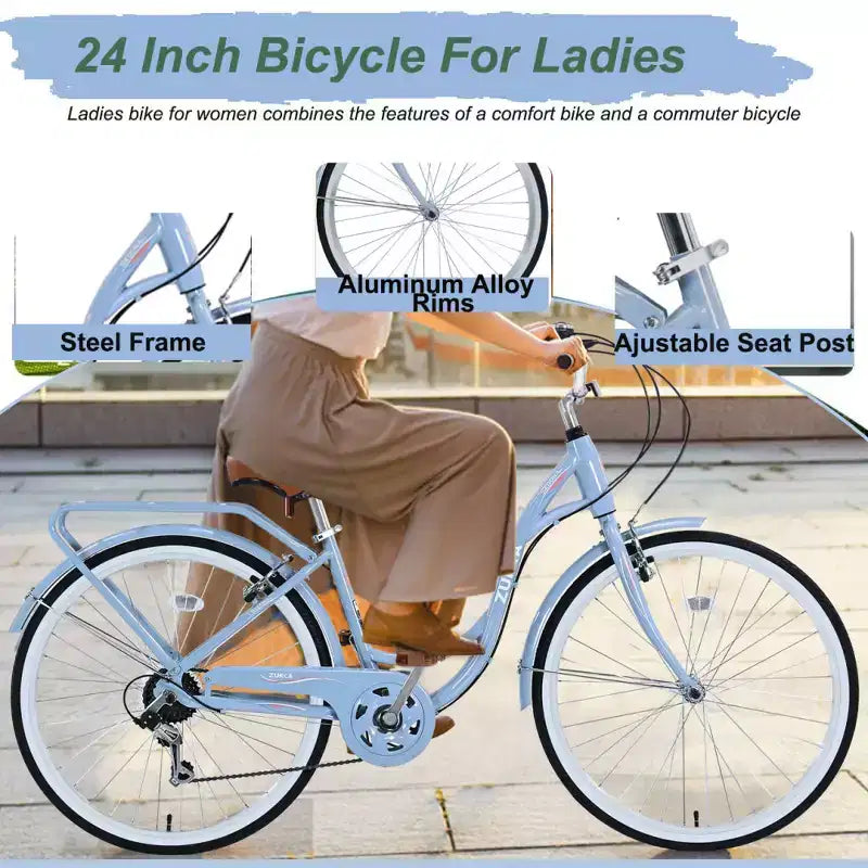 Zeus & Ruta 24-Inch Ladies Bicycle with 7-Speed and Steel Frame