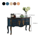 French Coffee Wood Storage Console Table with Drawers