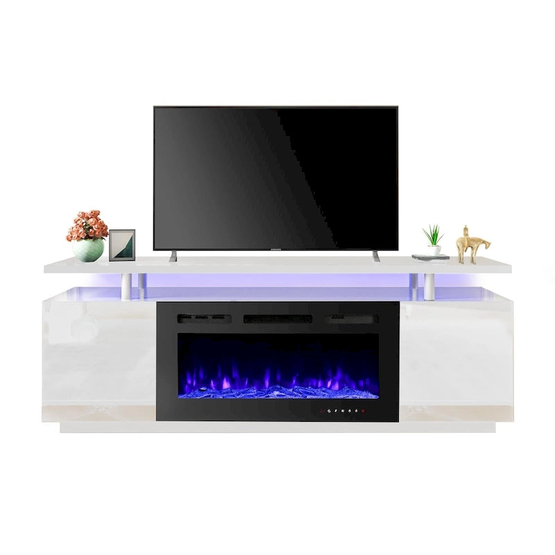 36 Electric Fireplace TV Stand, Entertainment Center & TV Console for TVs up to 80, Modern Fireplace Heater for Living Room