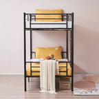 Karl Home Twin Over Twin Steel Bunk Bed Frame Ladder Bedroom Dorm Room for Kids Adult Children