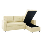 Convertible Reversible Sectional Sofa with Pull-Out Sleeper Bed, Hidden Storage Chaise, and Durable Legs