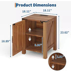 2Pcs Farmhouse Nightstand with Charging Station, Rustic Barn Door Bedside Table with Adjustable Shelf, Small End Table for Bedroom and Living Room