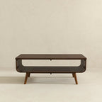 Adelina Mid-Century Rectangular Solid Wood Coffee Table in Brown