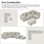 L-Shaped 4-Seat Sectional Sofa with Pull-Out Bed, Ottoman, USB Ports & Drop-Down Table