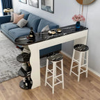 Modern Black-White Wooden Asymmetrical Shelves Bar Tables