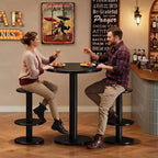 Lantine 39.4-Inch H Round Bar Table Set, Modern Black Bistro Pub Table with 2 Barstools for Kitchen, Living Room, Apartment