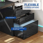 65 L-Shaped Corner Desk with RGB LED, Monitor Stand & Storage Cabinet â€?1-Person | White / Oak / Charcoal Grey / Black