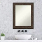 Miroir mural de salle de bain en bronze, 24" x 30", sans biseau - : Rectangulaire, Cadre en polystyrène, Fixation murale