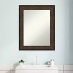 Miroir mural de salle de bain en bronze, 24" x 30", sans biseau - : Rectangulaire, Cadre en polystyrène, Fixation murale