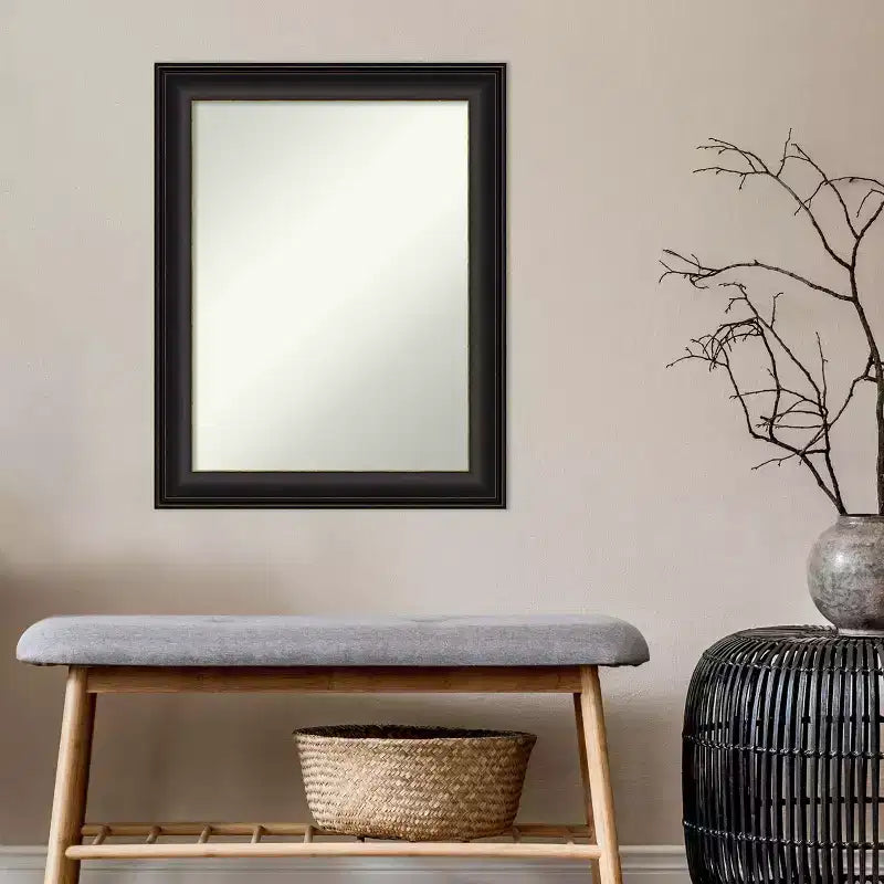 Miroir mural de salle de bain 23" x 29" Trio bronze huilé non biseauté - : Miroir de courtoisie rectangulaire, cadre en polystyrène