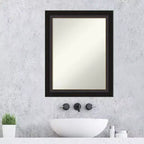 Miroir mural de salle de bain 23" x 29" Trio bronze huilé non biseauté - : Miroir de courtoisie rectangulaire, cadre en polystyrène