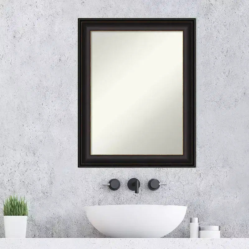Miroir mural de salle de bain 23" x 29" Trio bronze huilé non biseauté - : Miroir de courtoisie rectangulaire, cadre en polystyrène