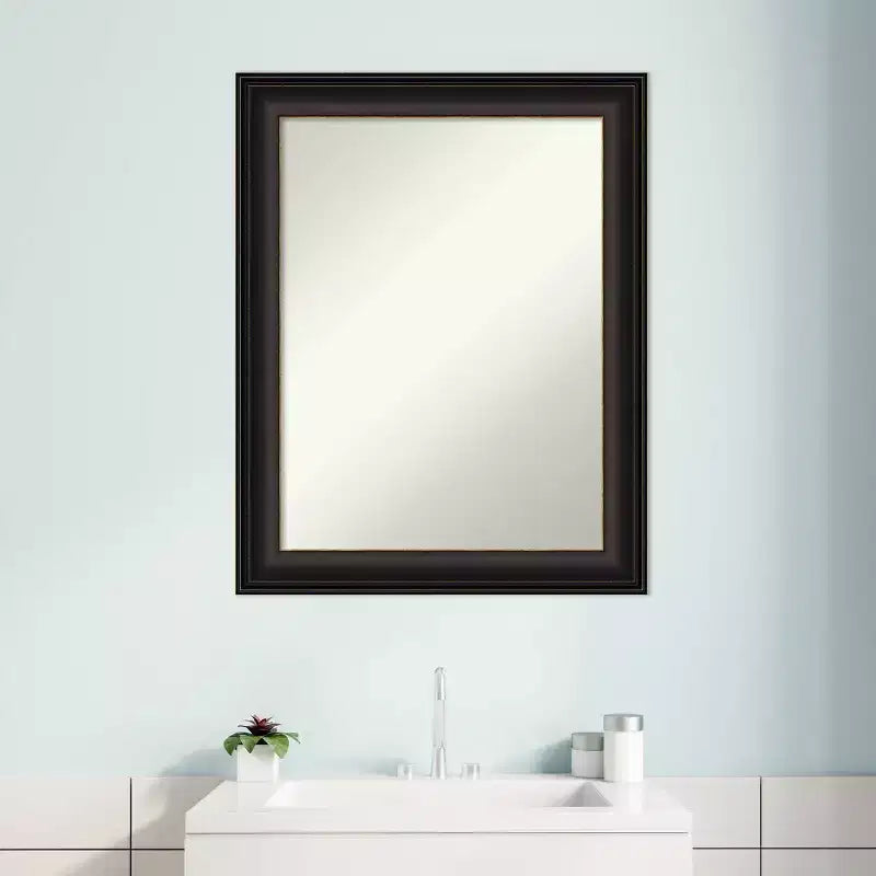 Miroir mural de salle de bain 23" x 29" Trio bronze huilé non biseauté - : Miroir de courtoisie rectangulaire, cadre en polystyrène