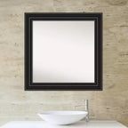Miroir mural de salle de bain colonial non biseauté noir de 32" x 32" - : Carré, Fixation murale, Style moderne