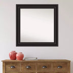 Miroir mural de salle de bain colonial non biseauté noir de 32" x 32" - : Carré, Fixation murale, Style moderne