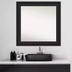 Miroir mural de salle de bain colonial non biseauté noir de 32" x 32" - : Carré, Fixation murale, Style moderne