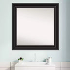 Miroir mural de salle de bain colonial non biseauté noir de 32" x 32" - : Carré, Fixation murale, Style moderne