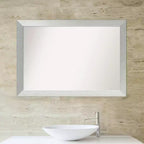 Miroir mural de salle de bain en bois non biseauté 40 po x 28 po Argent sterling brossé - : Moderne, Rectangle, Fixation murale