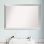 Miroir mural de salle de bain en bois non biseauté 40 po x 28 po Argent sterling brossé - : Moderne, Rectangle, Fixation murale
