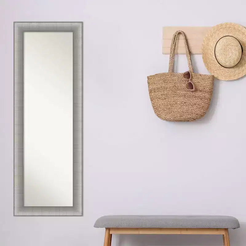 Miroir de porte pleine longueur élégant en étain brossé non biseauté 19" x 53"