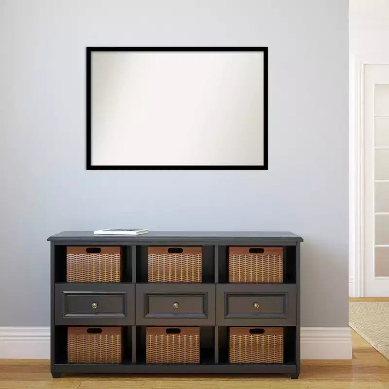 Miroir mural noir de jais non biseauté 38 po x 26 po - : Cadre moderne en polystyrène, matériel de montage inclus