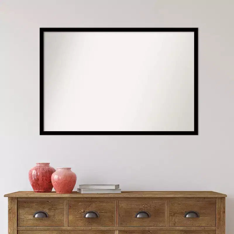 Miroir mural noir de jais non biseauté 38 po x 26 po - : Cadre moderne en polystyrène, matériel de montage inclus