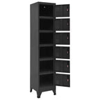 Anthracite 6-Door Steel Locker Cabinet, Multi-User
