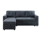 Convertible Reversible Sectional Sofa with Pull-Out Sleeper Bed, Hidden Storage Chaise, and Durable Legs