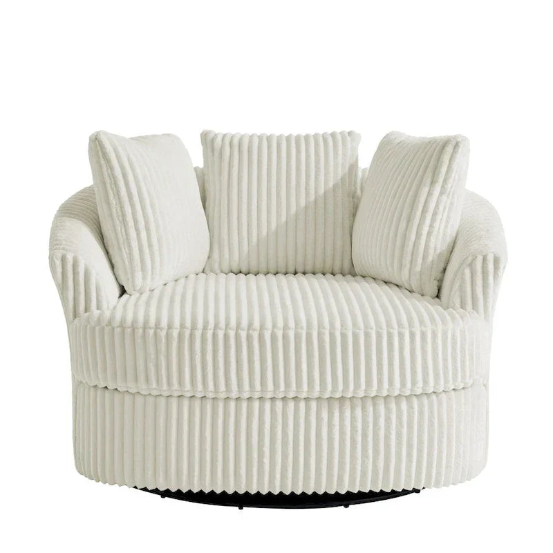 DREAMSIDEA Recessed Arm Slipcovered Swivel Barrel Chair