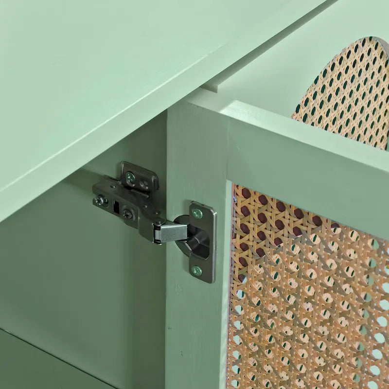 4-Door Cabinet with Rattan Doors