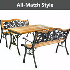 Costway Patio Park Garden Metal Bench Porch Path Chair Furniture Cast Iron Hardwood