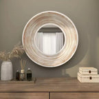 35x35 Wooden Wall Mirror with White Wash Effect Cream - Olivia & May: No Assembly, MDF Frame, Indoor Use