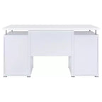 55 Wooden Writing Desk with 2 Drawers, 1 Cabinet, 1 Open Shelf and Door for Home Office or Study