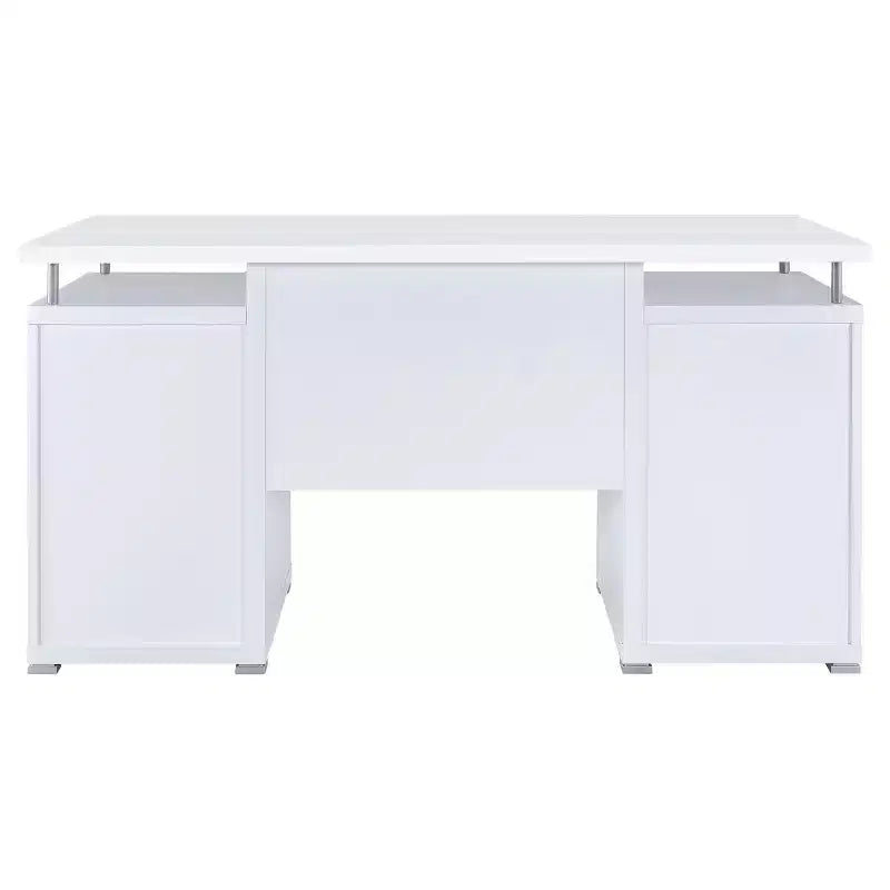 55 Wooden Writing Desk with 2 Drawers, 1 Cabinet, 1 Open Shelf and Door for Home Office or Study
