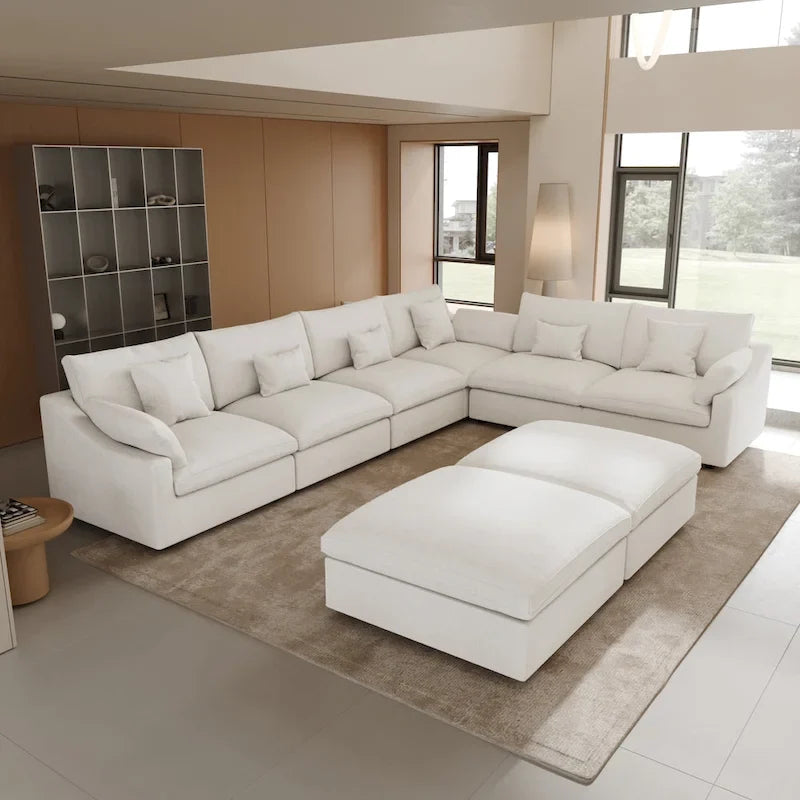 Large Linen Corner Sectional Sofa Couch for Living Room Set